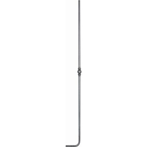 Barreau lisse équerre de rampe intégrée avec boule au centre - Hauteur 1200mm Ø14mm - Fer forgé - Fixation à l'anglaise - DECO FER FORGE