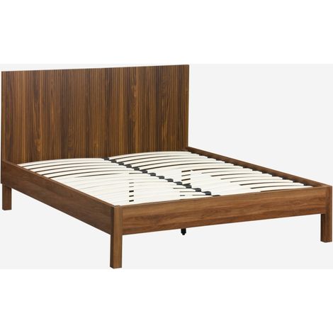 Letto con rete a doghe e testiera 140x190cm decorazione legno