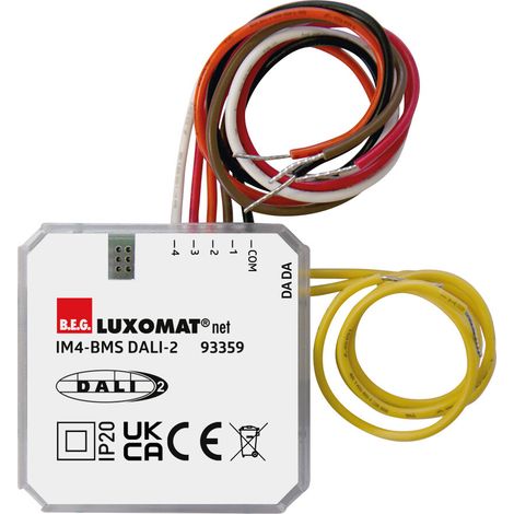Interface de bouton poussoirs EN transparent IP20 DALI-2 4Canal LUXOMATnet 93359 (1/3)
