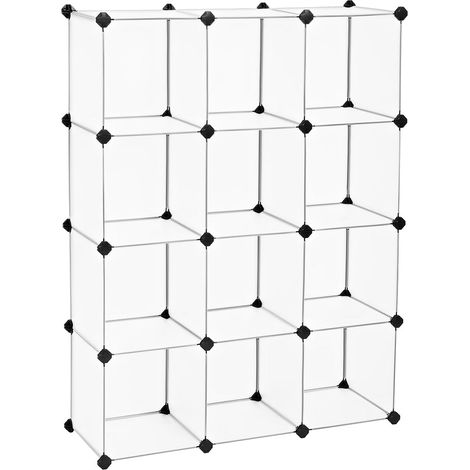 Meuble de rangement modulable pour salon chambre bureau 93 x 31 x 123 cm design moderne facile à assembler en plastique blanc (1/3)
