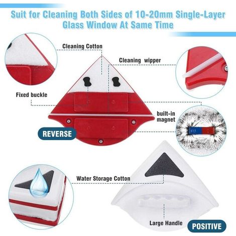 Balai à poussière et lave sol Nettoyant pour vitres double face, brosse de nettoyage magnétique pour vitres, nettoyant pour vitres double face avec corde anti-chute, essuie-glace adapté (1/3)