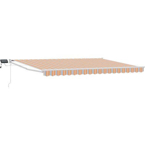 Manuelle Gelenkarmmarkise mit LEDs Blau und Orange 4 x 3 m