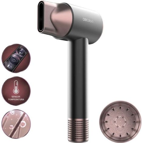 Cecotec Secador de Pelo Iones DryGlam 2in1 Sensor Black. 1400W, 110000rpm, Tecnología Sensor Temperatura, Motor Brushless