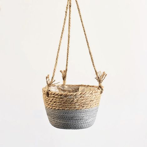 Pot de Fleurs à Suspendre en Corde de Jute, Suspendu Panier Tissé, Pots de Plantes, Jardinière Suspendue en Corde, Panier Jardinière Suspendue Pot pour Plantes, Intérieure ou Extérieure(Gris E) (1/5)
