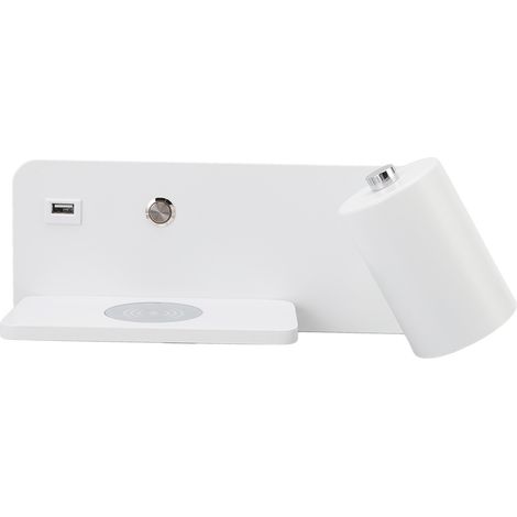 Applique murale LED avec interface USB et chargement sans fil, pour salon, chambre, 85-265 V, blanche, droite (1/5)