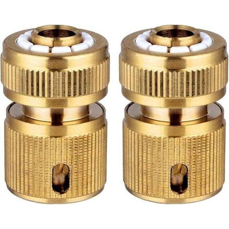 Ensemble de 2 connecteurs rapides pour tuyau d'arrosage en laiton, connecteurs rapides pour tuyau d'arrosage de jardin, connecteurs rapides 1/2" (1/4)