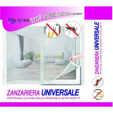 Trade Shop - Universal Zanzarier Finestra Bianca Adesiva Con Nastro Velcro 150x220cm 10228 - (1/3)