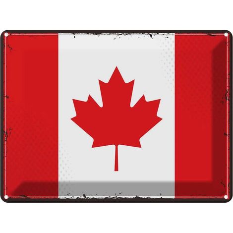Plaque métallique 30x40 cm Drapeau et armoiries rétro du Canada (1/5)