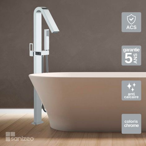 Mitigeur de baignoire sur pied chromé - Design Moderne et Économie d'eau - SUECIA IMEX (1/3)