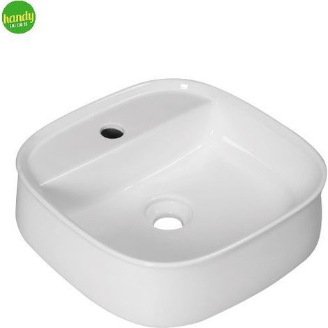 Lavabo da appoggio in ceramica bianca con foro rubinetteria modello aura 40 41x41x14 cm BARBOTTINA