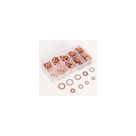 200Pcs Kit D'Assortiment De Joint Plat, Joint Rondelle, Ecrou Et Boulon En Cuivre, Avec Boite (1/5)