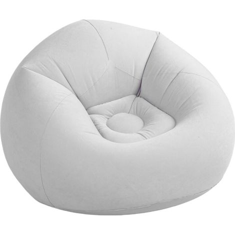 Chaise gonflable, canapé simple en PVC floqué, canapé de salon gonflable pour salon, chambre à coucher, bureau, voyage en plein air, gris clair (1/5)