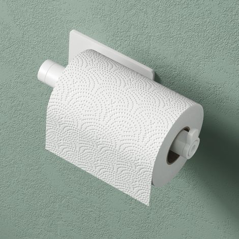 Mai & Mai Porta Carta Igienica in Acciaio Inossidabile 304, Portarotolo Carta Igienica Moderna Adesivo Senza Foratura per Bagno e Toilette, Bianco Opaco Lino-02 (1/5)