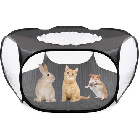 Enclos pliant pour animaux de compagnie lapin extérieur intérieur hamster jouer exercice ramper petit animal tente 10038 cm noir (1/4)