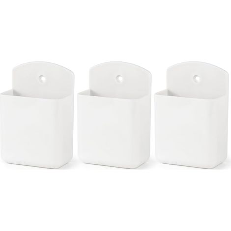 Lot de 3 boîtes rangement murales blanches autocollantes, porte-stylos étagère (1/5)