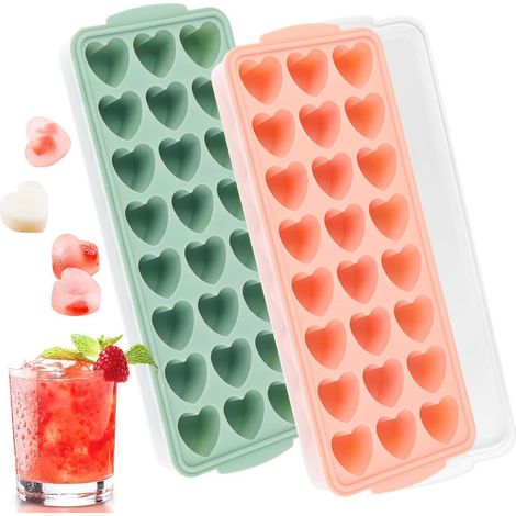 2x Herz Eiswürfelform Silikon mit Deckel, 24 Fächer, BPA-frei (1/5)