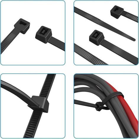 Collier de Serrage Grande Taille 500 mm x 7,6 mm, Attache Câble, Serre Câbles Grand Nylon, Colliers Serre-Cable 500mm, Noir, Lot de 100 Pièces (1/4)