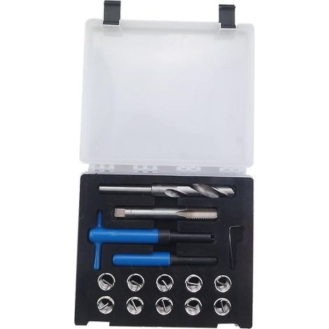 Kit de réparation de filetage M16 x 2 en 15 pièces, compatible Helicoil, pour filetages endommagés de 16 mm (1/5)