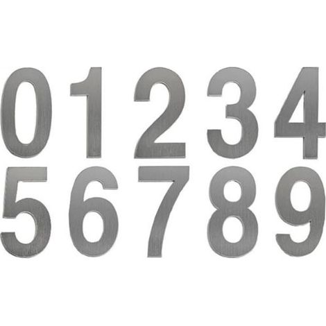 Numéro de maison extérieur moderne brossée，75mm Numéro de porte autocollant en acier inoxydable，Plaque de numéro de maison et Numéro de Boite aux Lettres ，Argent (0-9) (1/5)
