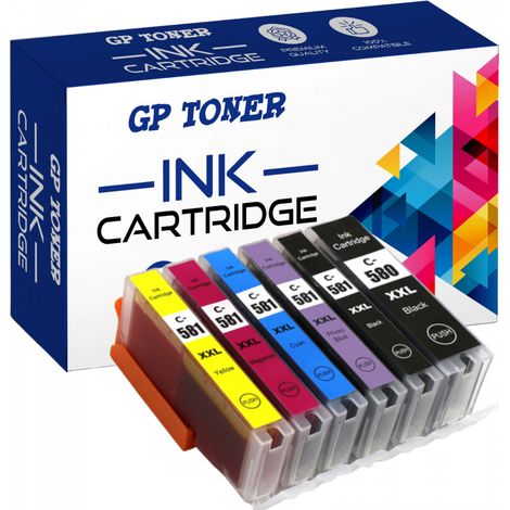6 cartouches d'encre compatibles Canon GP-C580XL cmykpb
