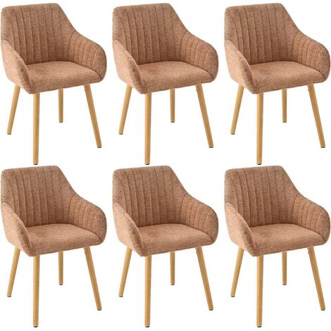 Esszimmerstühle 6er Set mit Armlehne, beige-braun meliert, Holzbeine (1/5)