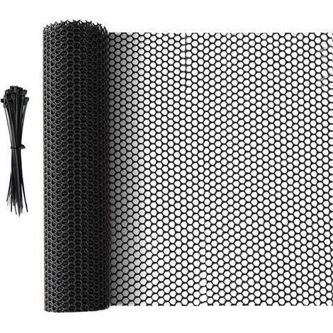 Longziming - Filet de clôture en plastique - 5 m × 40 cm - Clôture de jardin anti-animaux - Filet de protection - Rouleau de maille plastique - Noir discret - Pour chiens, chats, poules ou petits anim (1/5)
