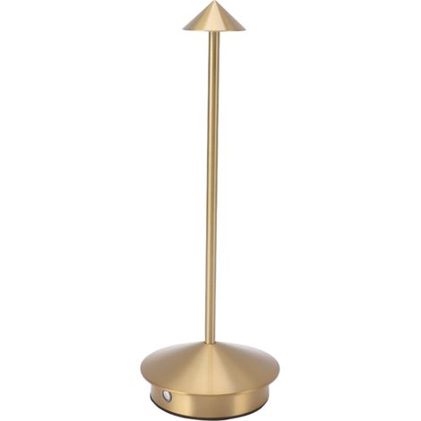 Lampe de table sans fil en fer rechargeable, lampe de chevet avec 3 températures de couleur réglables, idéale pour la maison, la chambre d'étudiant ou le bureau (dorée). (1/5)