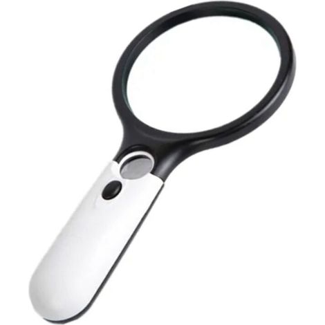 Loupe de poche portable avec poignée en ABS et éclairage LED, grossissement 3x à 45x, idéale pour la lecture.