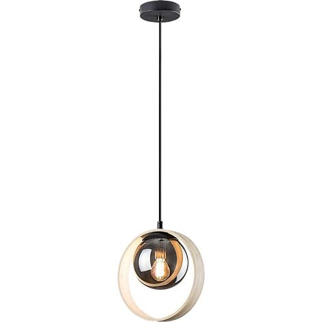 Lampe suspendue peyton métal / hêtre en bois teinté E14 1 x max.15W H: 120 cm Ø21,5 cm (1/5)