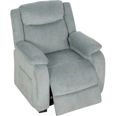 HOMCOM Poltrona Reclinabile Elettrica Effetto Lino con Seduta a Molle, Verde (1/5)
