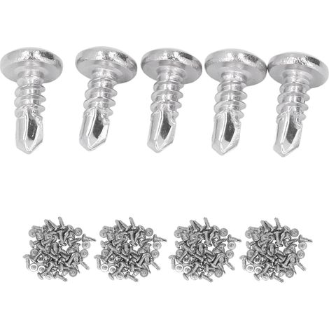 M4,8 x 13 mm selbstbohrende Schrauben, Edelstahl 304, Rundkopf, Packung mit 200 Stück, Ersatzschrauben aus Edelstahl (1/5)