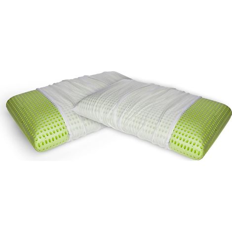 Lot de 2 oreillers pour lit, Oreiller amovible en mousse à mémoire de forme perforée, hypoallergénique et respirant, 70x40xh16 cm (1/3)