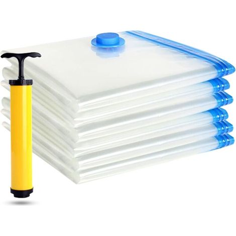 Lot de 6 sacs de rangement sous vide réutilisables Longziming pour vêtements, couettes, oreillers, tapis et plus encore, économisez jusqu'à 90 % d'espace sous vide-AquaForge
