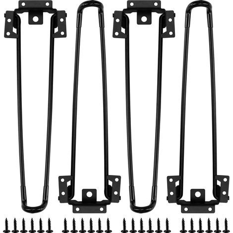 Lot de 4 pieds de table pliables en épingle à cheveux, 32 cm (12,6 pouces), en acier robuste, montage sans outil, design gain de place pour tables basses, bureaux et meubles d'intérieur et d'extérieur (1/5)