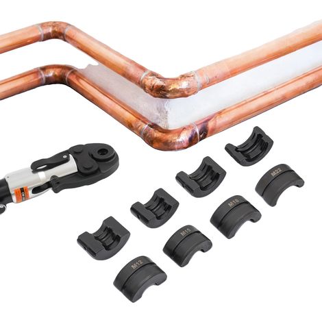 Rohrpressbacken, Größe 42 x 21 mm (1,65 x 0,83 Zoll), Pressbereich: 12 mm bis 28 mm, robuster Cr40-Stahl, 5 Größen enthalten, hochtemperaturbehandelt (1/5)