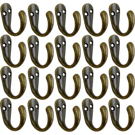 Ganchos de 20 piezas, de latón, de pared plana, de aleación simple, de fácil instalación para ropa, bolsos, bufandas, llaves y sombreros - Marrón (1/5)