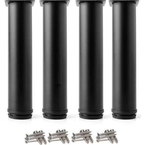 Verstellbare Möbelfüße aus Edelstahl, 4 schwarze Teile, Höhe 200 mm, verdickte Schrank- und Tischfüße, Schrauben inklusive, Verstellbereich 0-15 mm. (1/4)