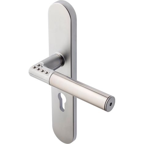 Poignée de Porte à Code Electronique sur Plaque - Version Main Gauche - Portes Intérieures 35/80mm d'Épaisseur - Carré de 7mm - Verrouillage Automatique ou Manuel - Piles Fournies (1/5)