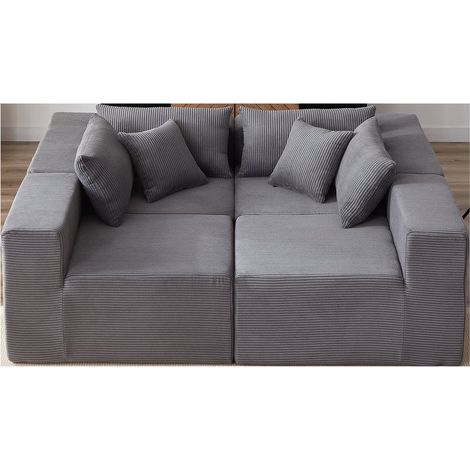 104-Inch Corduroy Modular L Shaped Sectional Sofa,Luxury Floor Couch Set,Upholstered Indoor Furniture,Foam-Filled Compressed Sofa for Living Room,Bedroom,4 PCS Free Combination (1/5)