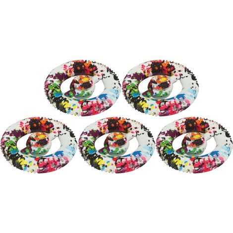 Lot de 5 anneaux de préhension ronds en silicone imprimé, jouet anti-stress pour l'entraînement des doigts à la maison. (1/5)
