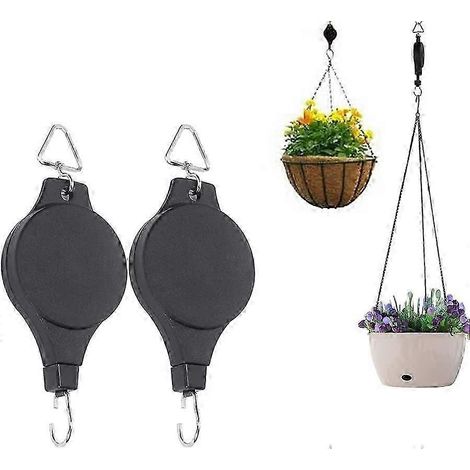 Poulie pour panier suspendu Nirvana, 2 crochets réglables pour panier à fleurs, support de suspension pour plantes, poulies réglables et rétractables pour plantes, pour suspendre (1/5)