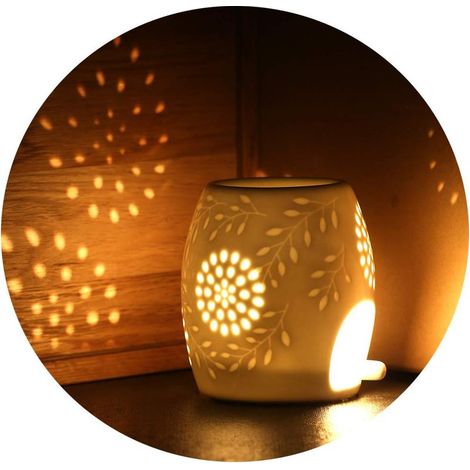 Kaelt - Lampe aromatique porte-bougie chauffe-plat lampe parfumée en céramique avec la cuillère à bougie (1/5)