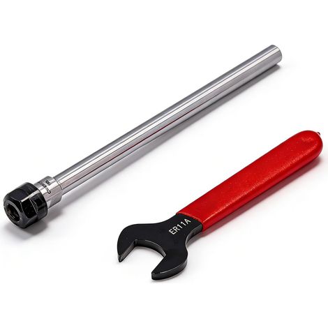 Porte Pince ER11A, Tige d'Extension de Mandrin à Tige Droite avec Clé, Accessoires de Fraisage CNC pour Tour Perceuse Fraiseuse, C10-ER11A-150L (1/5)