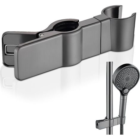 Supporto per soffione doccia regolabile a 45° senza foratura, supporto per soffione doccia regolabile per barra scorrevole (grigio)