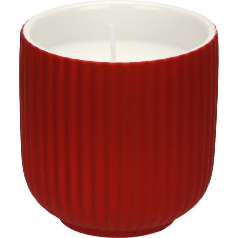 Bougie rouge M en céramique, 9 x 9 cm, profondeur 9 cm (1/2)