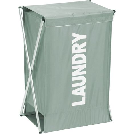 Cesta lavanderia da 44x32x62 cm - In tessuto con telaio in alluminio - Portabiancheria per biancheria sporca - Verde (1/4)