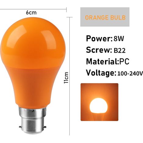 (B22 Orange, lot de 10) Ampoules LED multicolores pour éclairage de scène, sans scintillement (1/2)