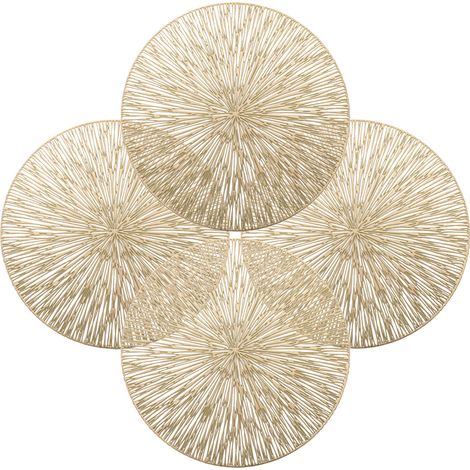 Juego de 4 manteles individuales, PVC perforado, 38 cm de diámetro, resistentes al calor, fáciles de limpiar, para Acción de Gracias y fiestas. (1/5)