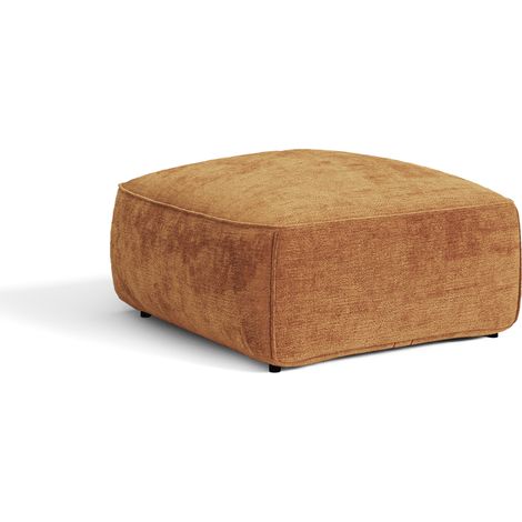 Pouf en velours gaufré caramel LOMI (1/5)