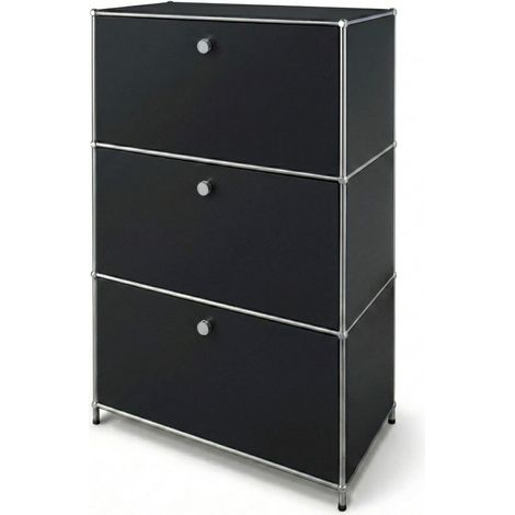 Metallschrank Concept Epure MK-129 Sideboard mit 3 verschließbaren Fächern Schwarz